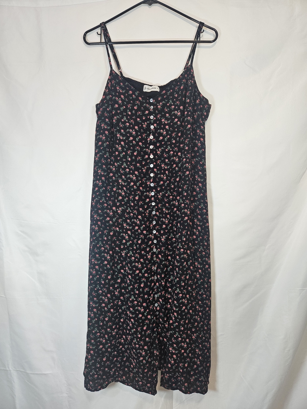 Lucky Brand Black Dress with Coral Floral Print